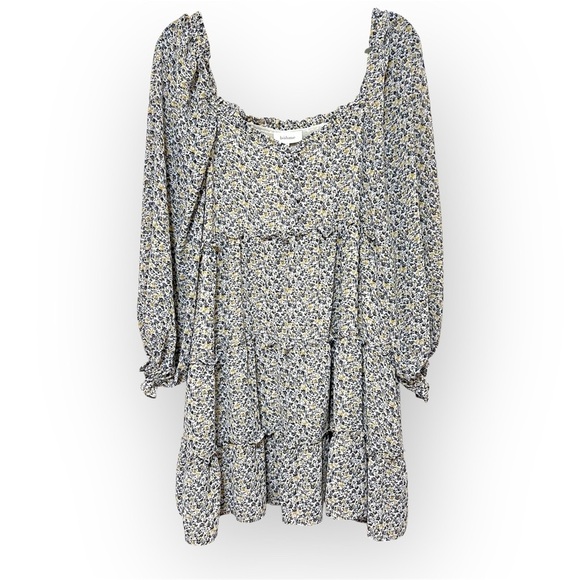 Bohme floral chiffon tiered boho dress sz L fully lined - Picture 7 of 15